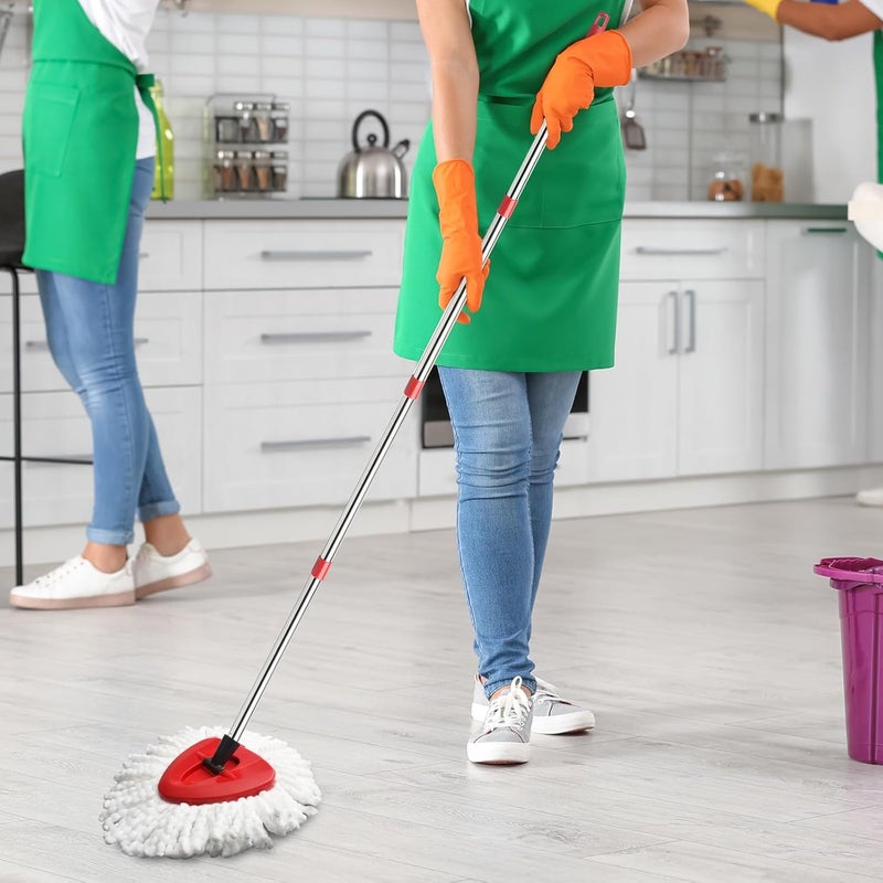 Hibaby Microfiber Spin Mop Replace Head, Mops Base, Handle Compatible with O Cedar EasyWring 1-Tank Spin Mop Refills (New White-Centre 40% More (1-Tank System)) - Image 4